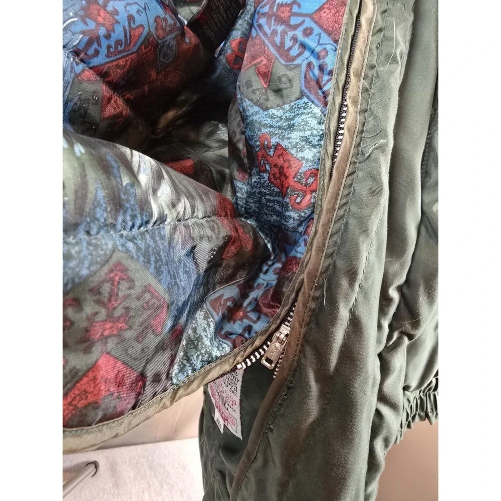 vintage London Fog‎ green bomber jacket with a quilted design & collar Large L